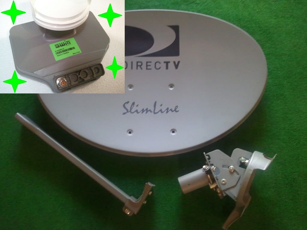 DirecTV HD Slimline SWM Dish & Power SL3 Green Mobile RV Portable
